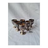 A set of six continental (800 standard) hammered goblets - 2.25" high - 140gms