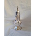 An octagonal caster with urn finial - 7.5" high - B'ham 1953 - 192gms