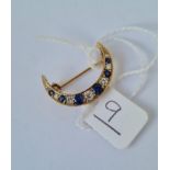 A good sapphire & diamond crescent brooch