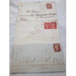 GB - Queen Victoria covers - 1d Red pairs plus single, 1843 imperf on pt entire fine strikes