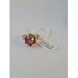 A pink stone ring in 9ct - size L - 2.6gms