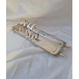 An unusual toast rack with tray - 11" long - B'ham 1932 - 330gms