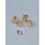 Pair CZ set ear studs in 14ct