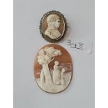 A cameo brooch and one loose cameo