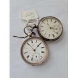 Two gents silver pocket watches - 1 with seconds dial - 1 x SCOTT TAUNTON with seconds dial - no
