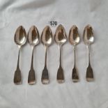 A heavy set of six Georgian Chester silver teaspoons - fiddle pattern - 1807 by JC - 115gms