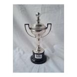 A two-handled bowling trophy with lift off cover - 6" high - B'ham 1938 - 130gms net