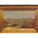 Gottfried Niemann - A Winter Alpine Landscape - on board - 12 x 20 - signed & initialled on label