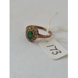 Green and white stone dress ring in 9ct mount
