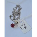 Garnet pendant mounted in 9ct on 9ct chain 2.5g