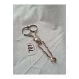 A pair of late Victorian scissor-shaped sugar tongs - B'ham 1899 by L&S