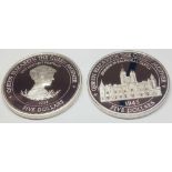 A silver Barbados proof 5 dollars 1994 and Belize 5 dollars 1995