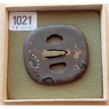 A TUTSU ZOGAN, TSUBA (inset with silver & gold)