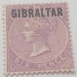 GIBRALTAR. SG6 mint. Sparse gum, fresh from front. Cat £300