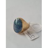 A opal doublet signet ring in 9ct - size O - 8.2gms
