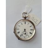 A gents silver pocket watch with seconds dial