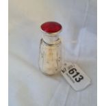 A salts bottle with screw-on enamel decorated cover and glass body - London 1930