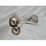 A set of four late Victorian crested sauce ladles - London 1894 - 274gms