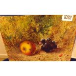 Caire - Still life of apples & grapes on a mosey bank - 7 x 10 - unframed