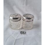 Two silver mounted jars, one with angels - B'ham 1899 and 1901