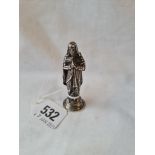 A continental cast silver figure of a standing lady praying - 2.75" high - 57gms