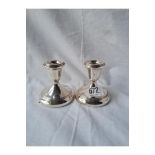 A pair of piano candleticks with reeded rims - 3" high - B'ham 1973