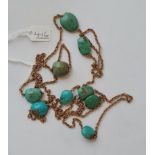 A GOLD AND TURQUOISE CHAIN - 41.7GMS