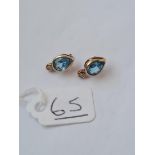 A pair of bluestone/diamond earrings in 9ct