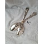 A heavy pair of Victorian King's pattern tablespoons - London 1855 by GA - 202gms