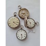 Four silver pocket watches