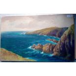 Willian H Dyer - Lizard Point, Cornwall. 11" x 18" signed, unframed