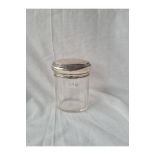 An oval jar with glass body - 3" wide - London 1913 - 44gms