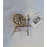 A miniature spinning wheel (925 standard) - 2" high