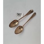 Two mid c18 teaspoons - one Irish by MK