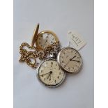 Three metal pocket watches