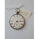A ladies silver fob watch with seconds dial