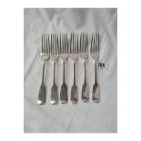 A good set of six early Victorian plain fiddle pattern dessert forks - London 1846 by EE - 325gms