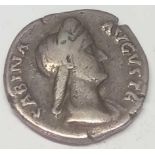 Roman Sabina W of Hadrian silver denarius - Cocordia 136AD - S.3918