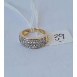 White stone set wide dress ring size M mounted in 9ct 4.8g inc