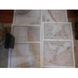 MAPS Woerl’s Denmark early 19th. C. lithographer B. Herder, 6 maps in orig. case, cold. outlines,