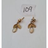 Pair of opal drop 9ct earrings