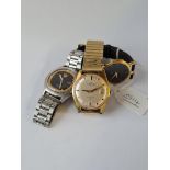 Three gents wrist watches ( 1 x GUCCI quartz -= 1 x FLEURIER with seconds sweep & calendar dial -