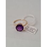 A find quality amethyst single stone ring in 9ct - size S - 2.6gms