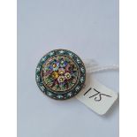 A circular silver mounted micro mosaic brooch