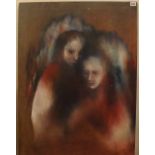 English School - Two Figures - 36 x 26 - Unframed plus 2 others