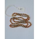 Rope twist neck chain 18” long 3 colour 9ct gold 5.1g