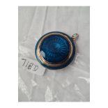 A continental silver and enamel round pill box with gilt interior - 1.75"DIA