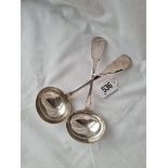 Another pair of fiddle-pattern sauce ladles - London 1833 by CB - 125gms