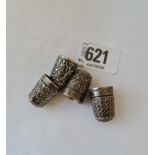 Five silver thimbles including C HORNER