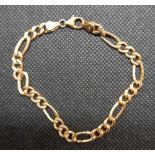 A 9ct GOLD LONG & SHORT LINK BRACELET